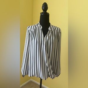 INC White Blouse with Black Stripes. Size 12.